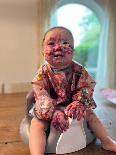 Olivia after eating blueberries for the first time